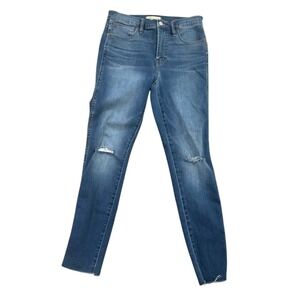 Madewell Women's 10" High-Rise Roadtripper Jeans Distressed Raw Hem Size 28